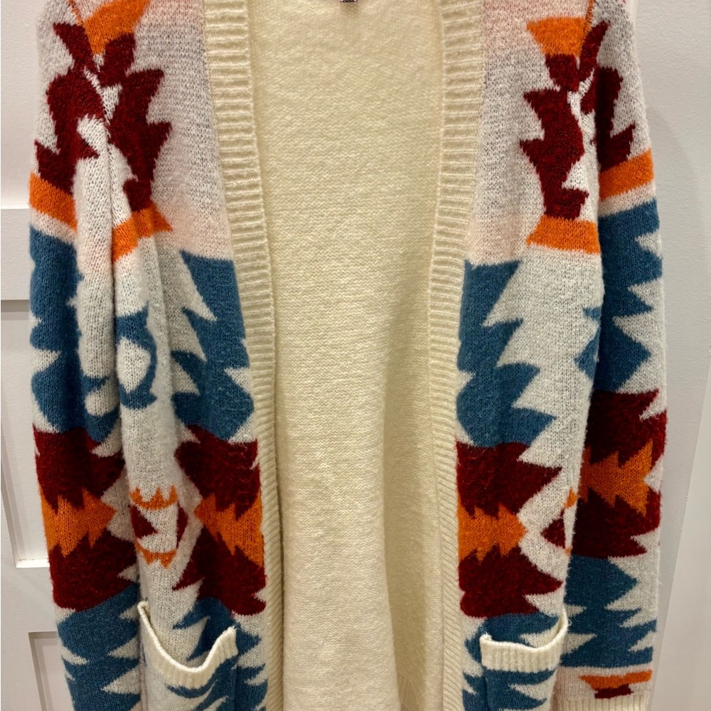 Crave Fame Multicolor Aztec Tribal Boho Women's Cardigan